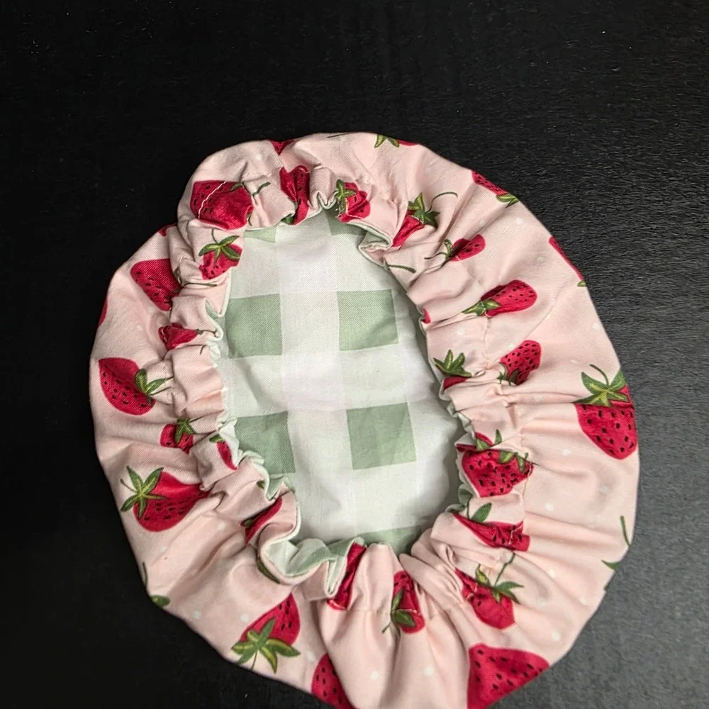 Pink Strawberries Mint Green Gingham KitchenAid Mixer Mixing Bowl Cover Baking